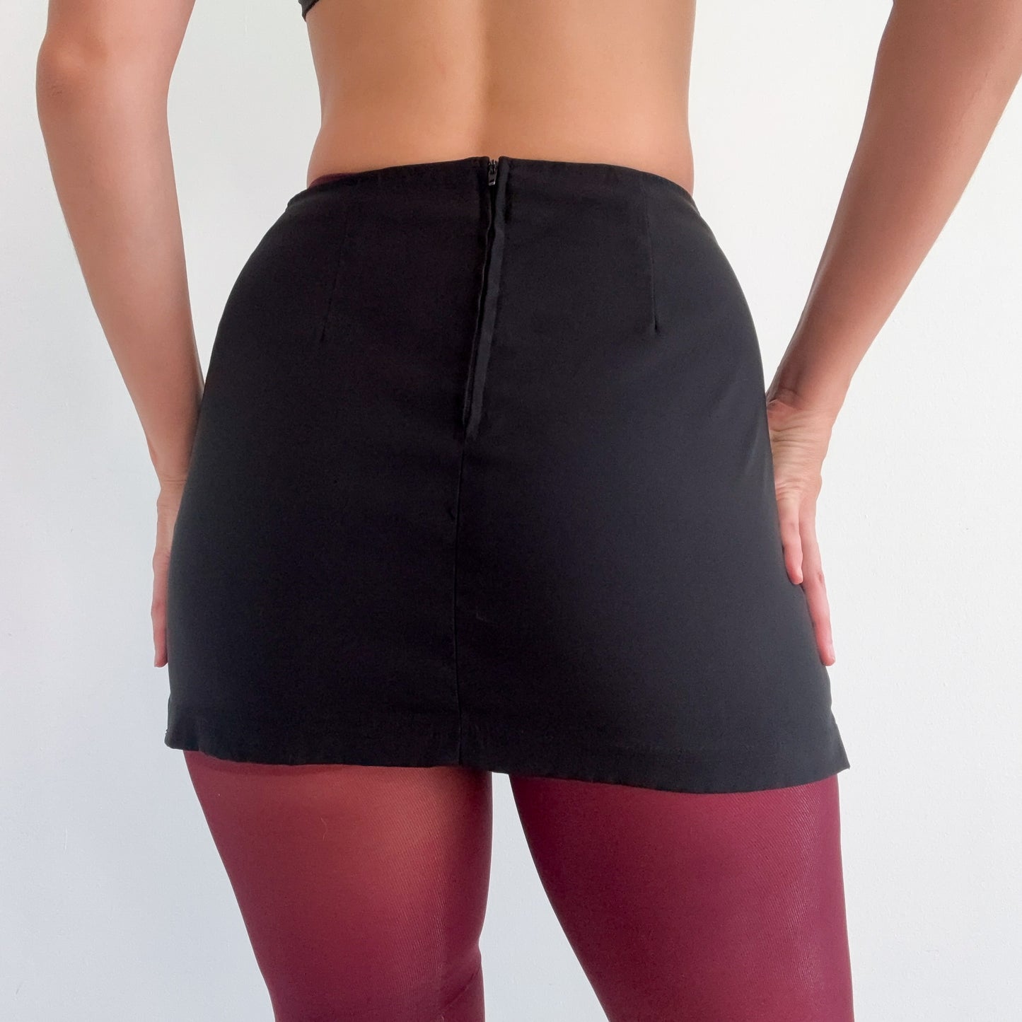 90's Black High Waist Mini Skirt / SZ 4