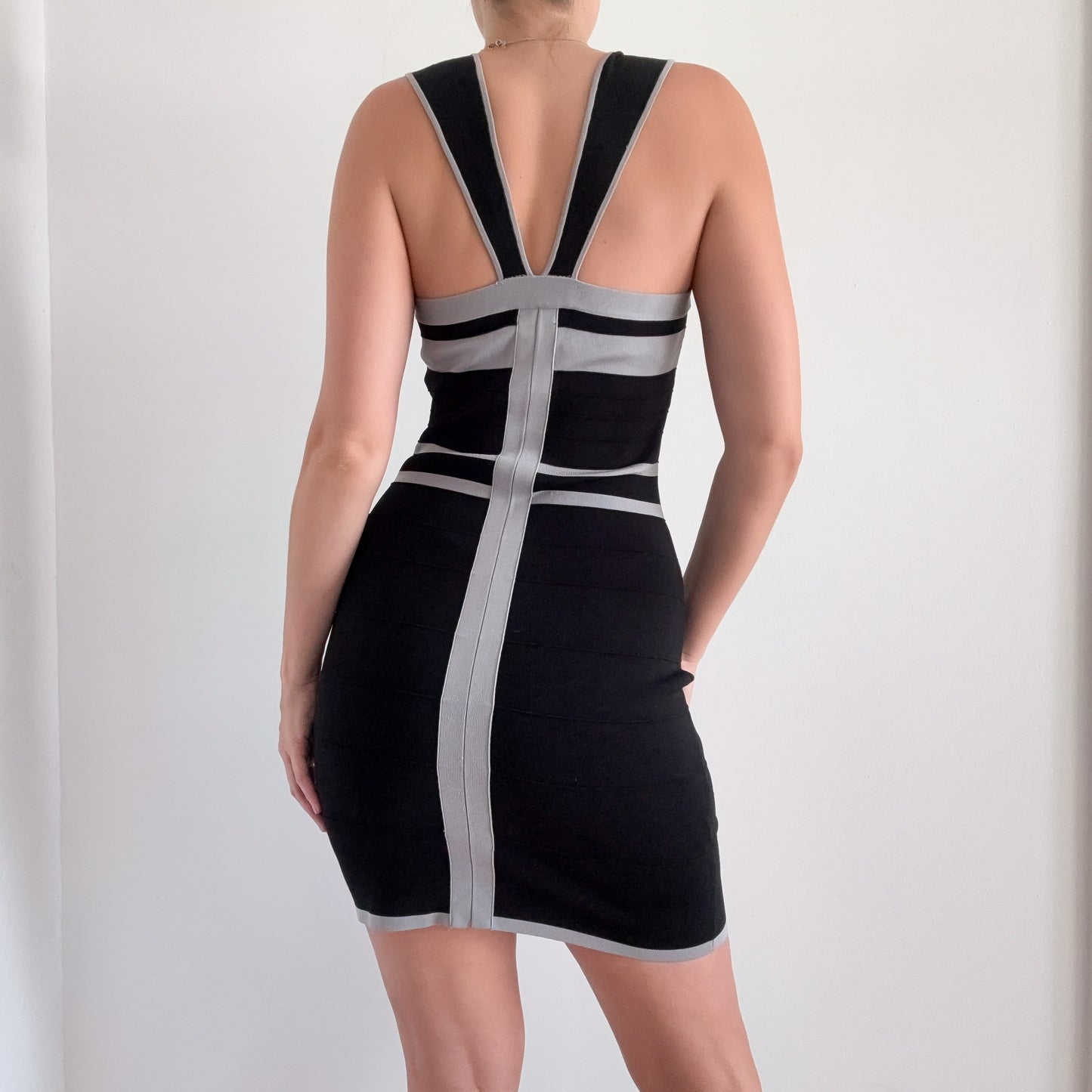 Y2K Black & Grey Bandage Mini Dress / SZ M