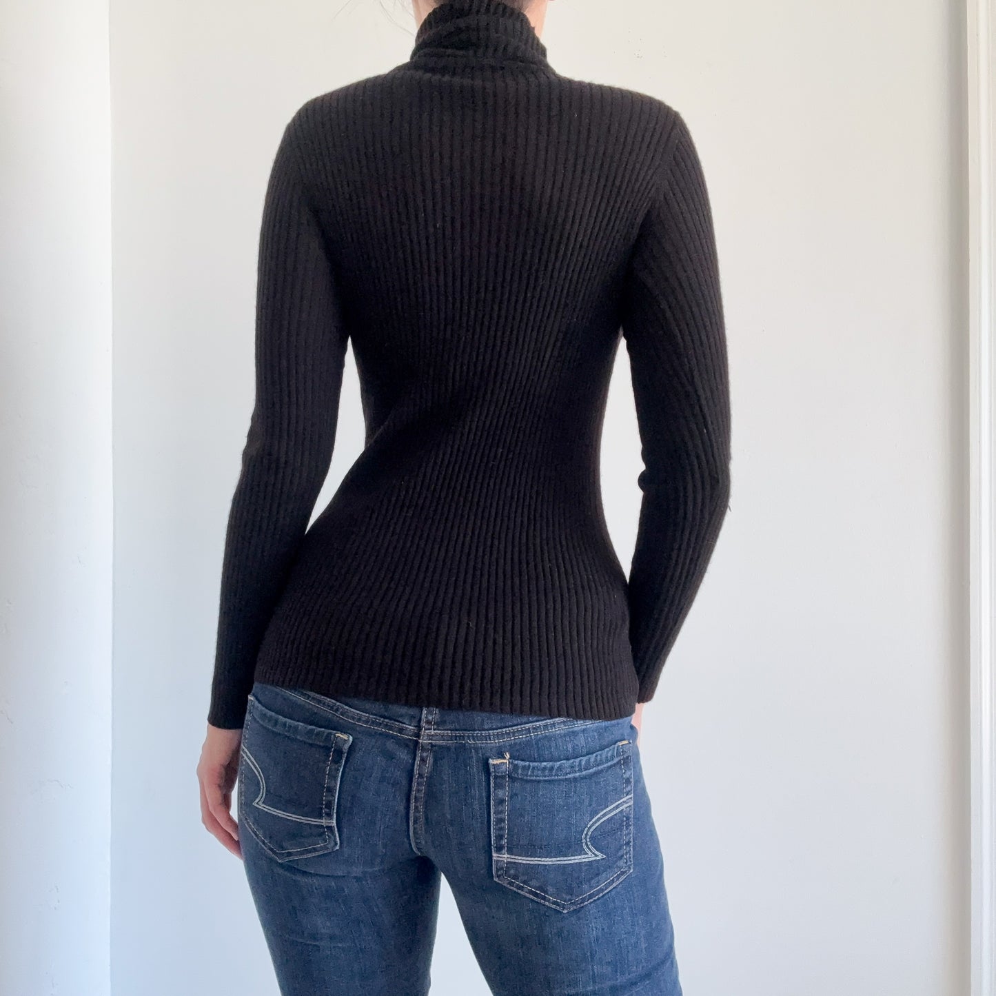 Y2K Black Merino Wool Knit Turtleneck / SZ S