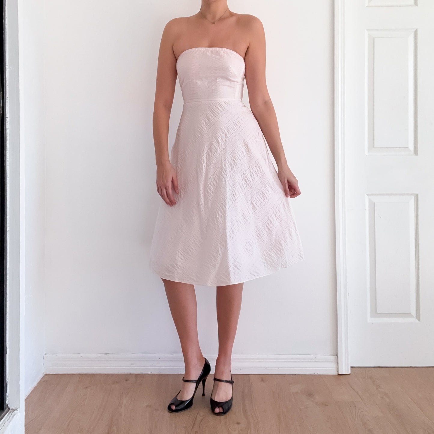 Y2K Pale Pink Cotton Tube Midi Dress / SZ 2