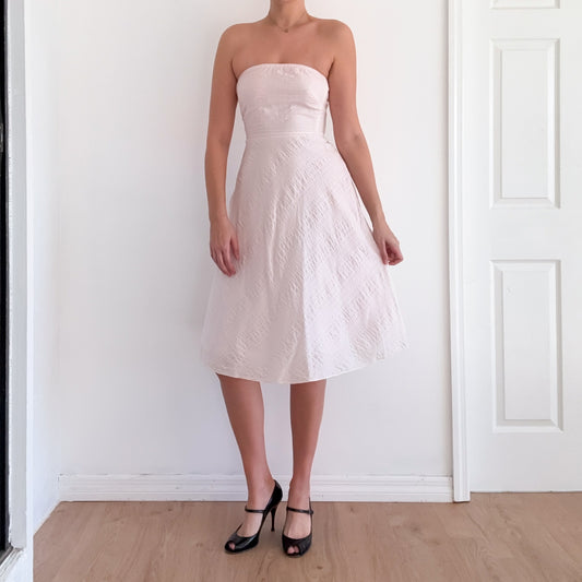 Y2K Pale Pink Cotton Tube Midi Dress / SZ 2