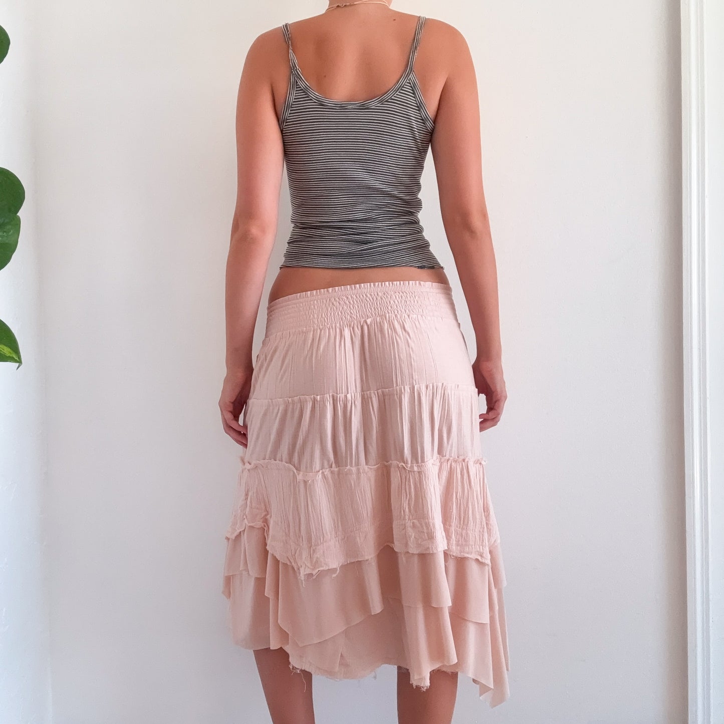 Y2K Blush Pink Cotton Mesh Midi Skirt / SZ S-M