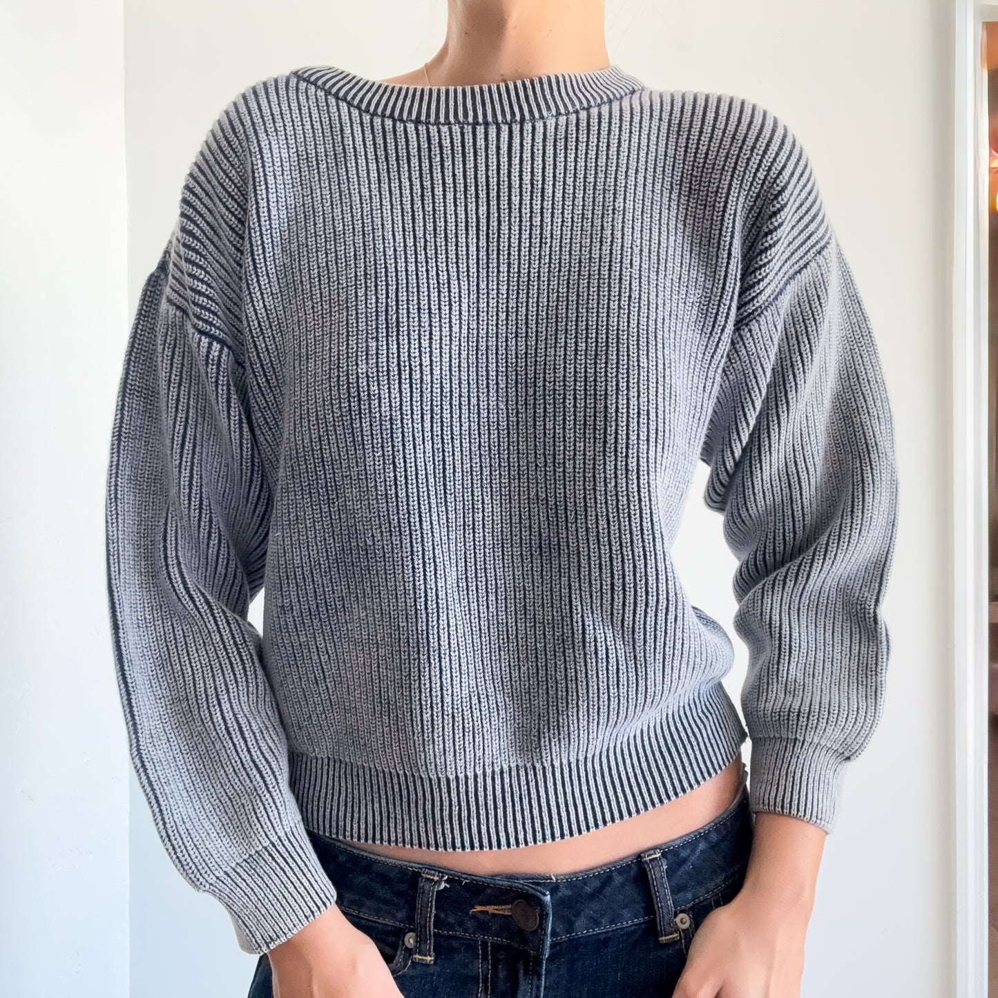 90's Faded Blue Knit Sweater / SZ S