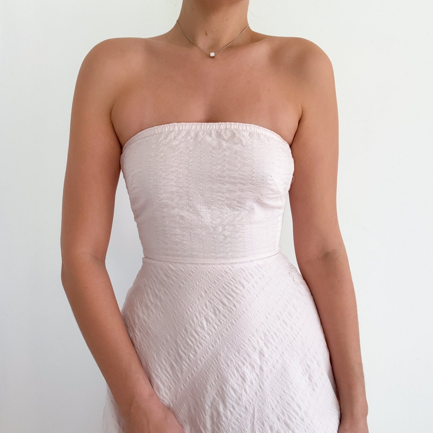 Y2K Pale Pink Cotton Tube Midi Dress / SZ 2