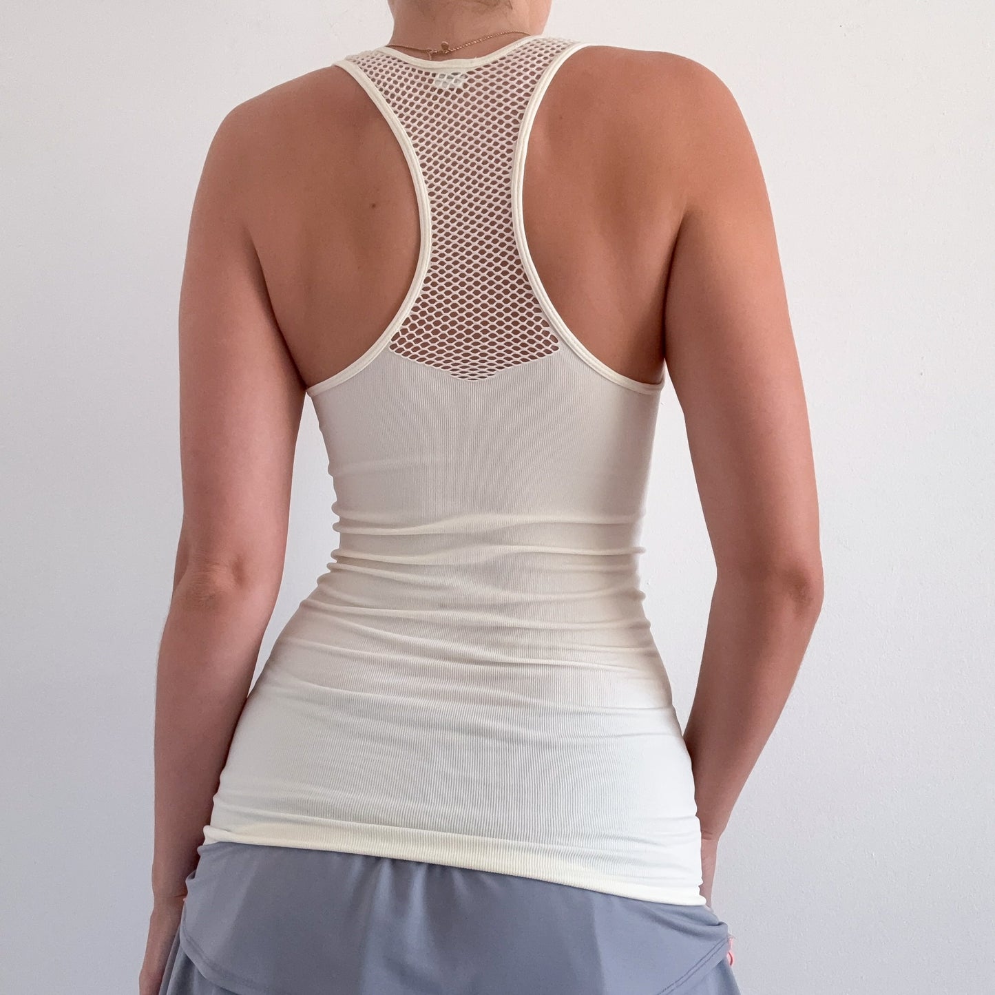 Y2K Ivory Netted Stretch Tank / SZ S/M