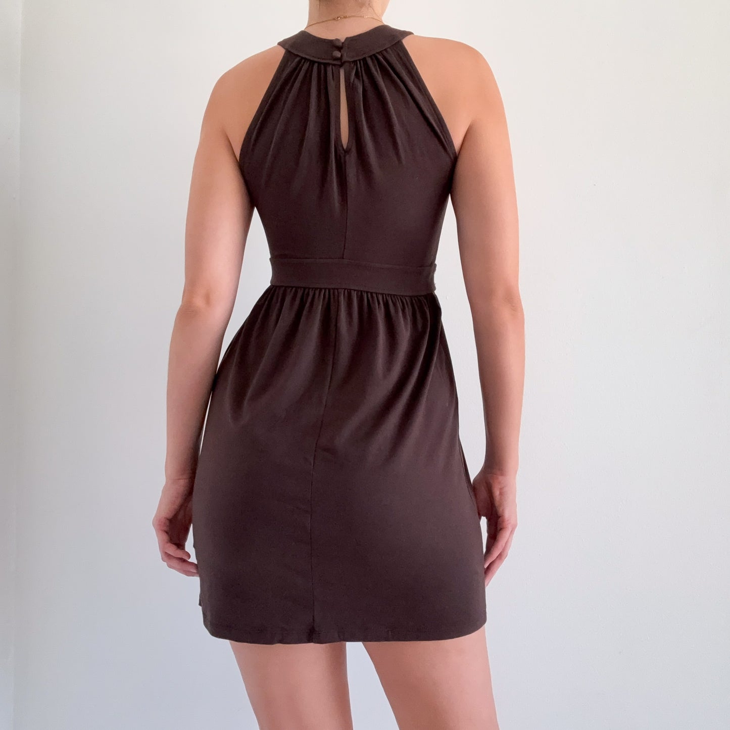 Y2K Brown Cotton Mini Dress / SX XS