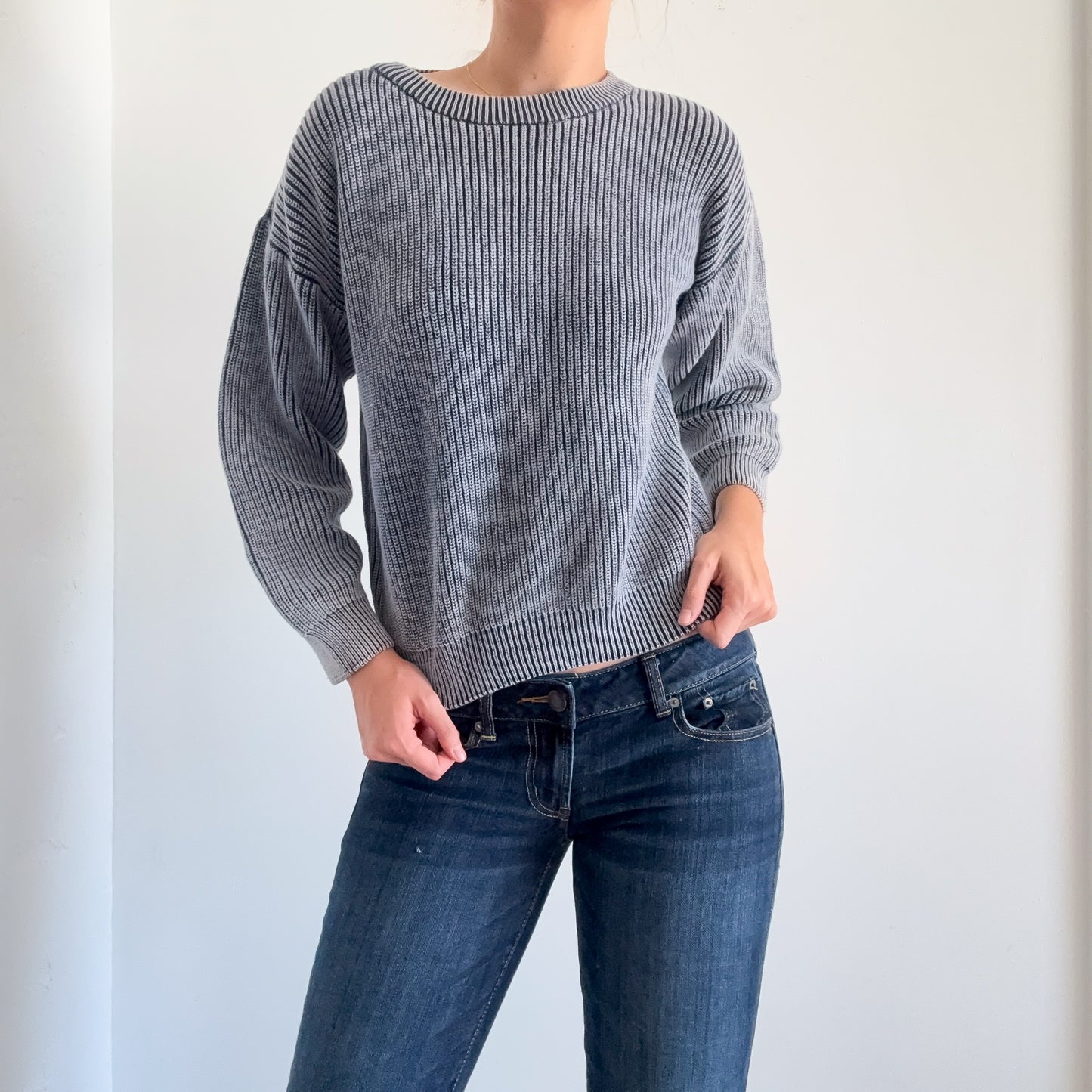 90's Faded Blue Knit Sweater / SZ S