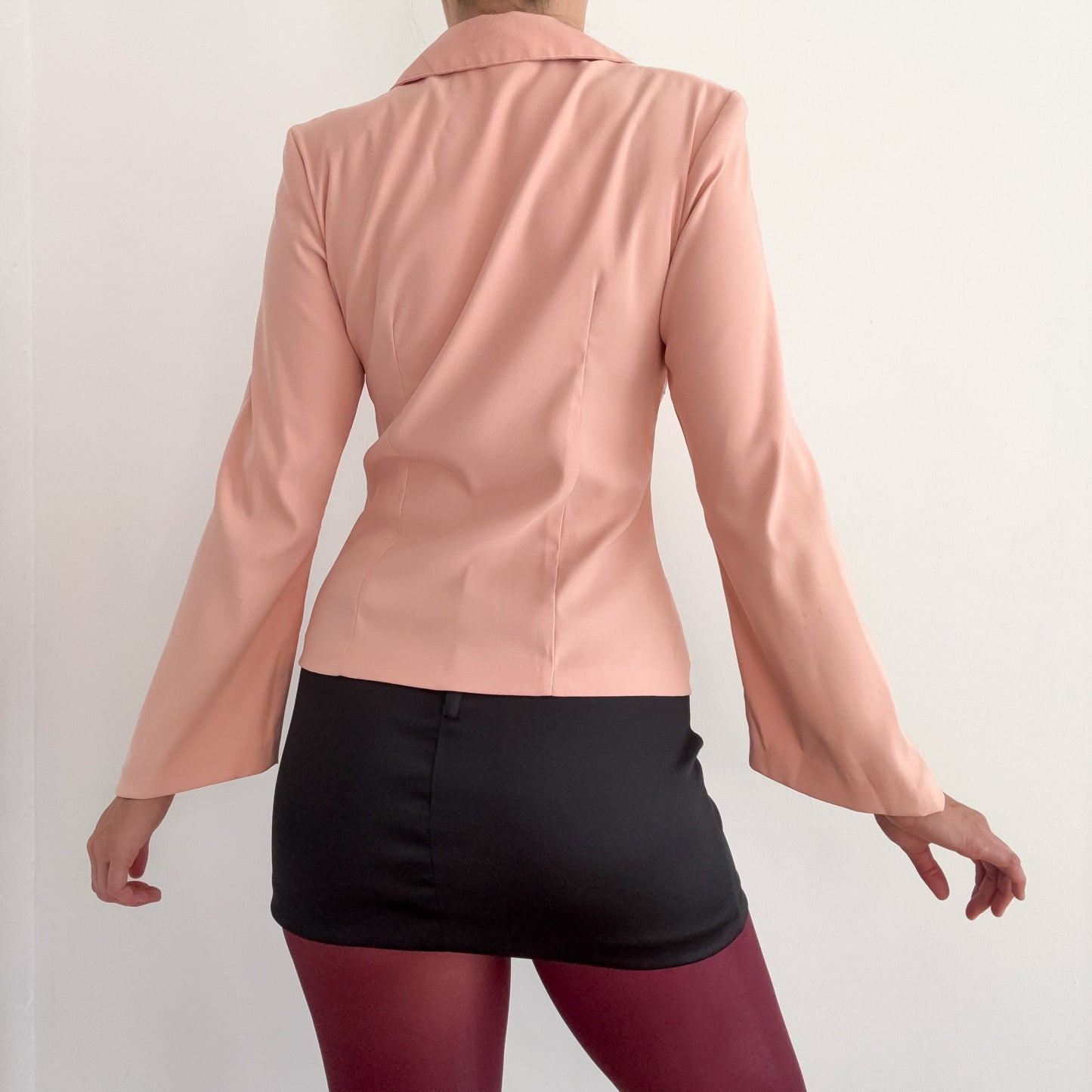 Y2K Peach Pink Flare Sleeve Blazer Top / SZ S