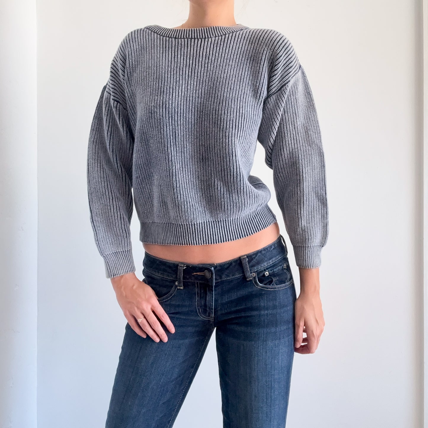 90's Faded Blue Knit Sweater / SZ S