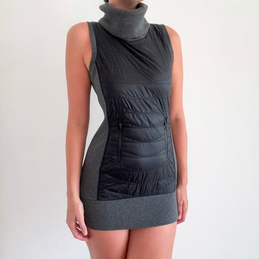 Y2K Grey & Black Sporty Turtleneck Mini Dress / SZ XS