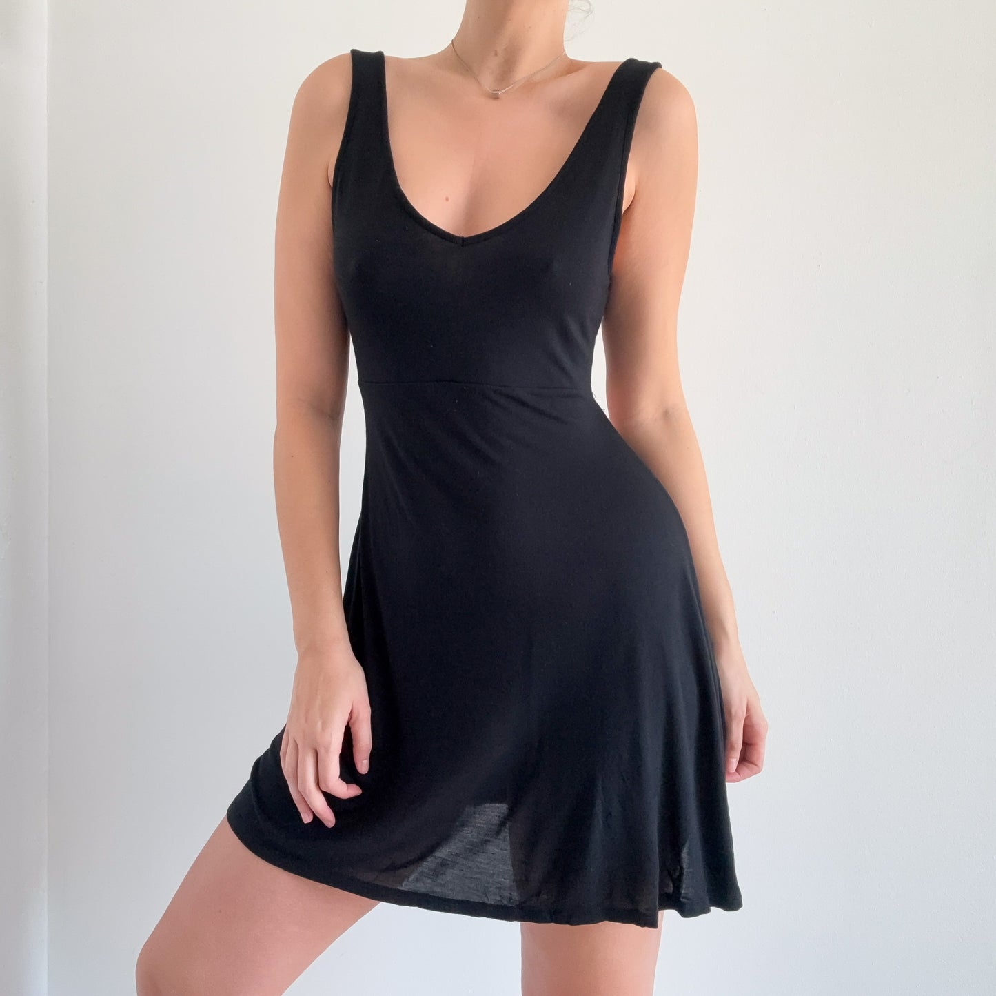 Y2K Black Rayon Backless Mini Dress / SZ M