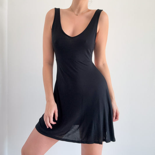 Y2K Black Rayon Backless Mini Dress / SZ M