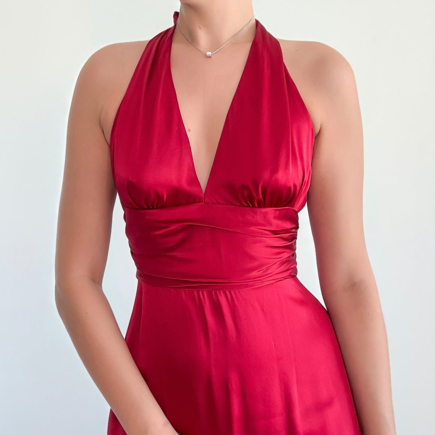 Y2K Crimson Silk Halter Gown / SZ 4/6