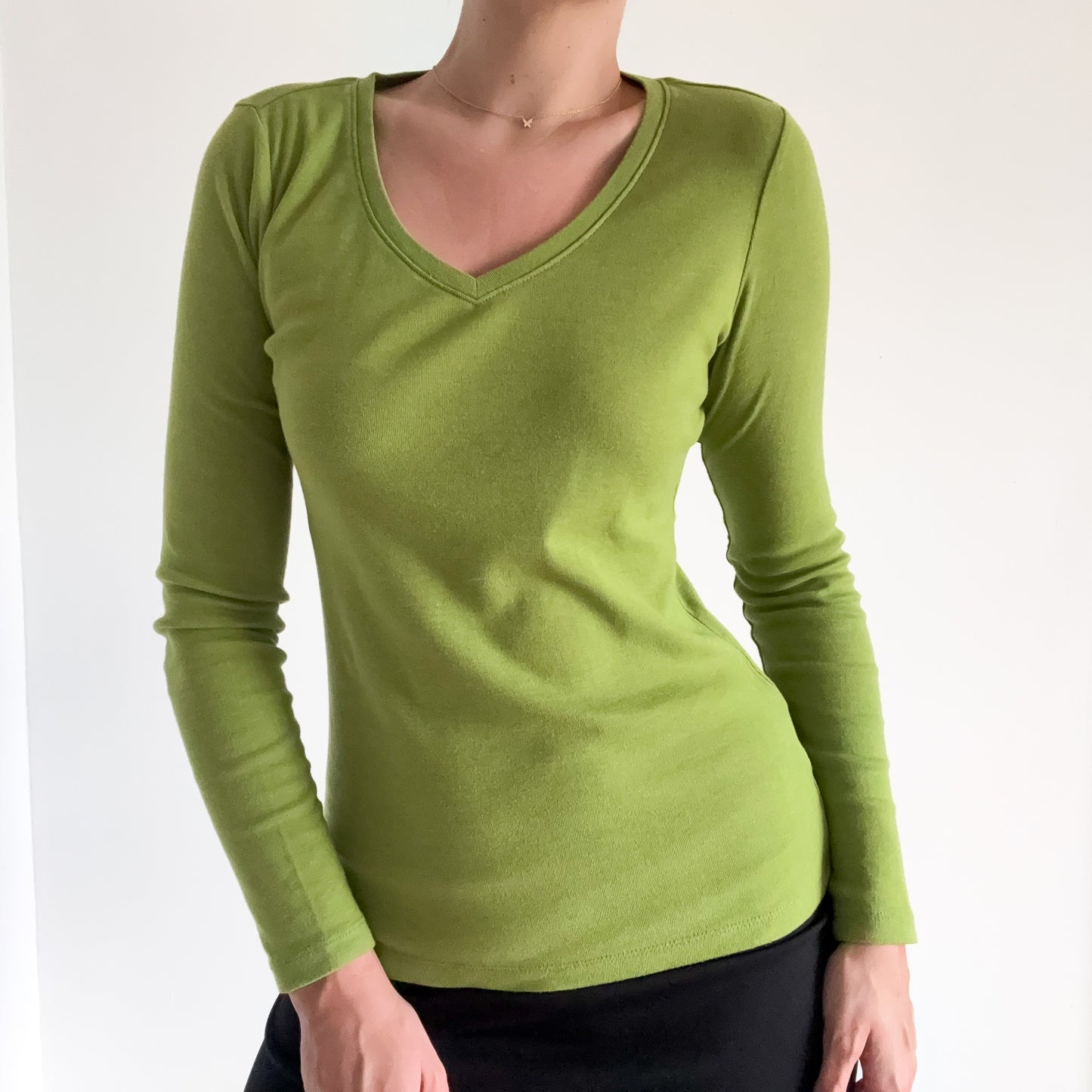 Y2K Pickle Green Cotton Long Sleeve / SZ S-M