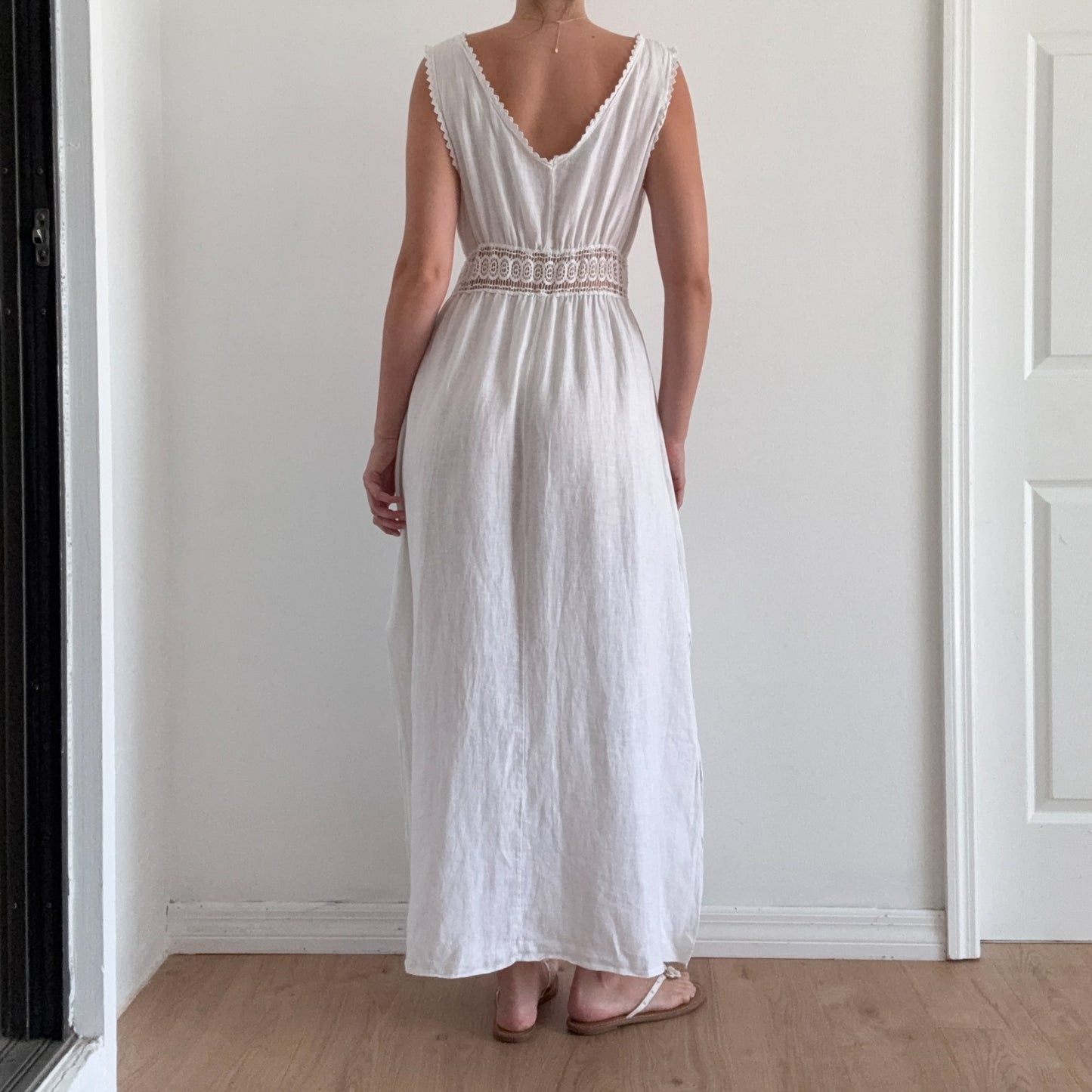 Y2K Italian White Linen Sundress / SZ M