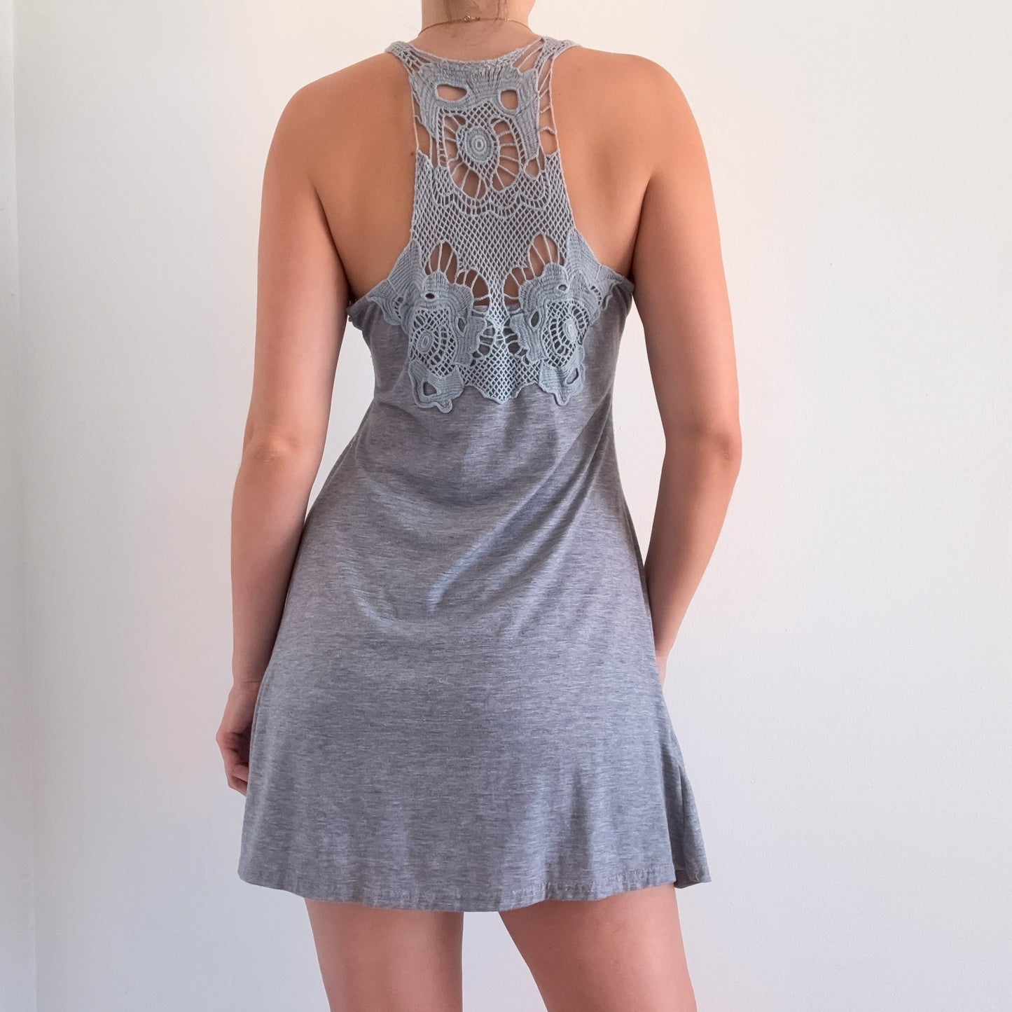 Y2K Grey Squiggle Rosette Mini Dress / SZ S/M