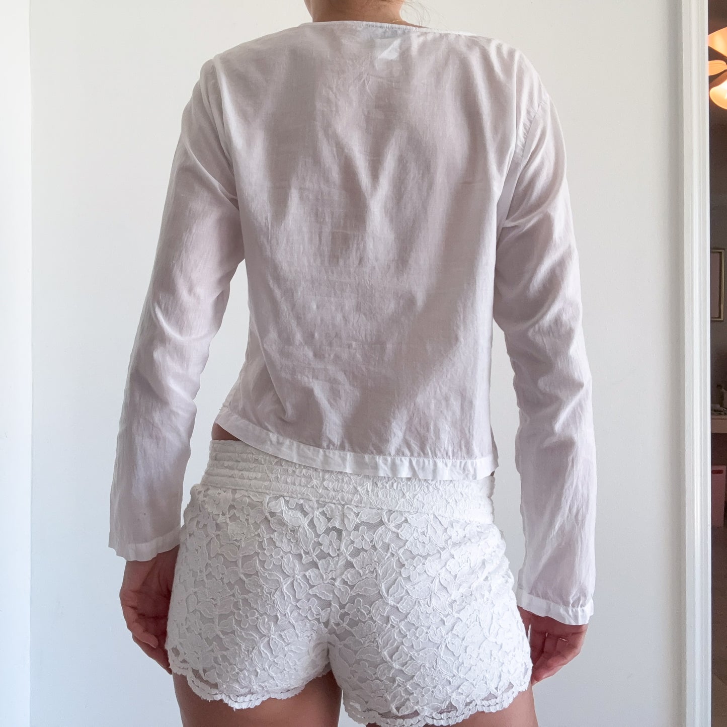 90's White Cotton Button Up Blouse / SZ S/M