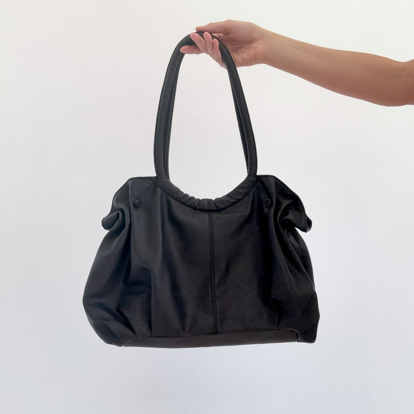 Y2K Black Faux Leather Bow Handbag