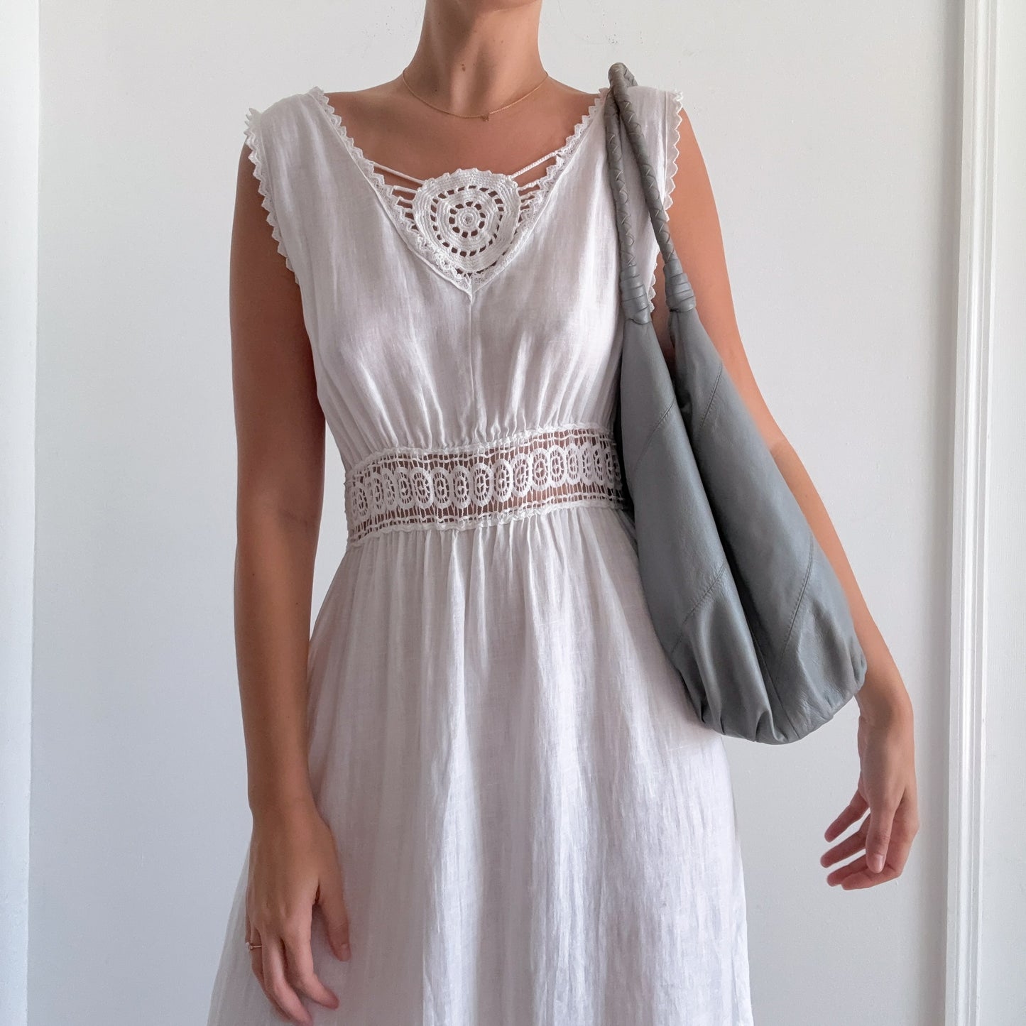 Y2K Light Grey Leather Handbag