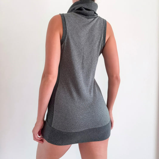 Y2K Grey & Black Sporty Turtleneck Mini Dress / SZ XS