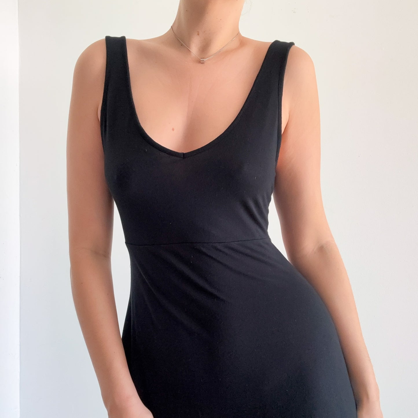 Y2K Black Rayon Backless Mini Dress / SZ M