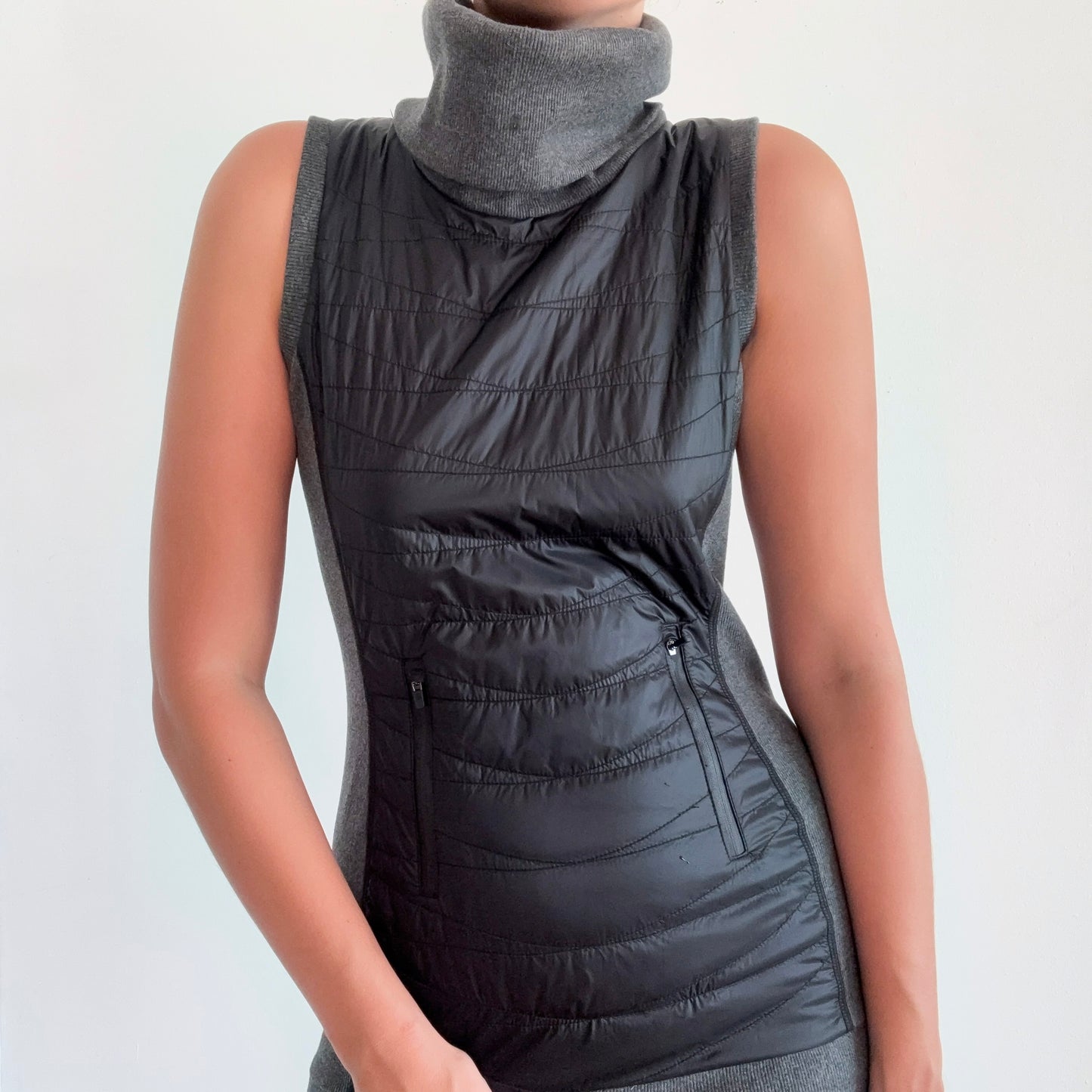 Y2K Grey & Black Sporty Turtleneck Mini Dress / SZ XS