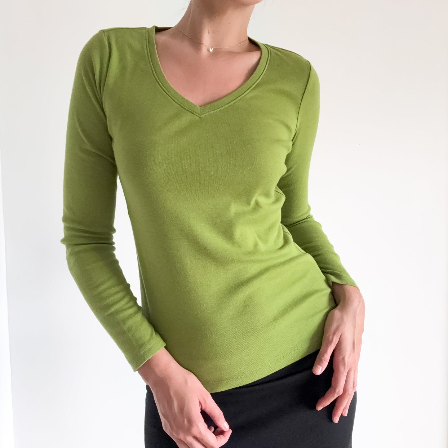 Y2K Pickle Green Cotton Long Sleeve / SZ S-M