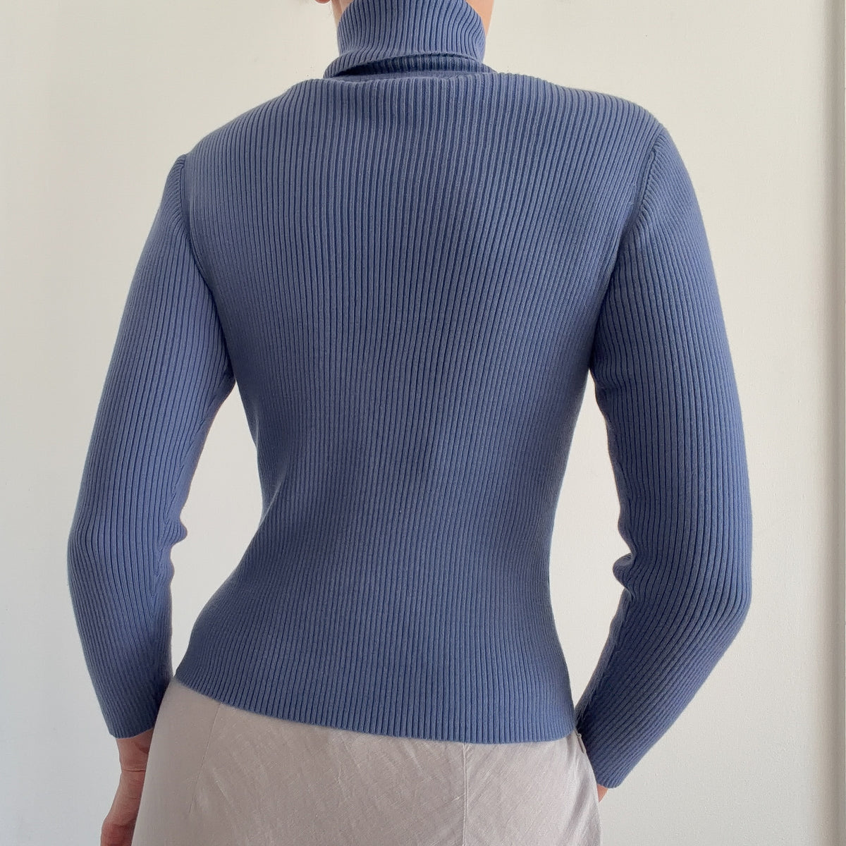 90's Periwinkle Cotton Knit Turtleneck / SZ S
