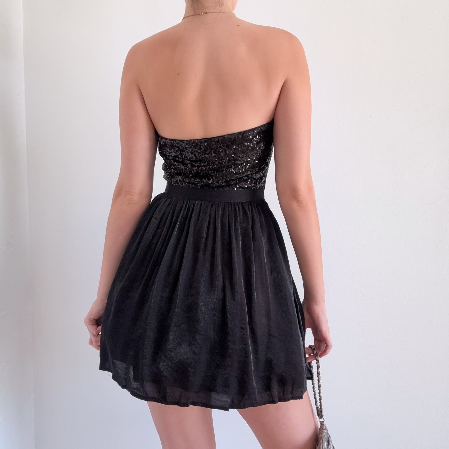 2010's Black Sequin Tube Mini Dress / SZ M