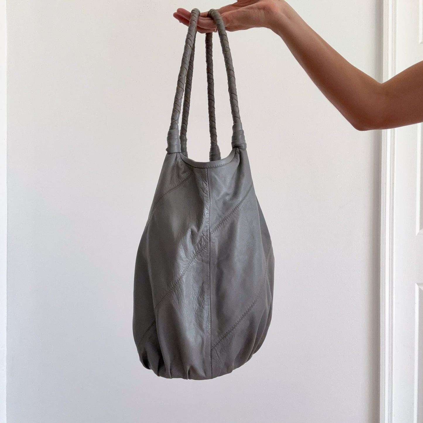 Y2K Light Grey Leather Handbag