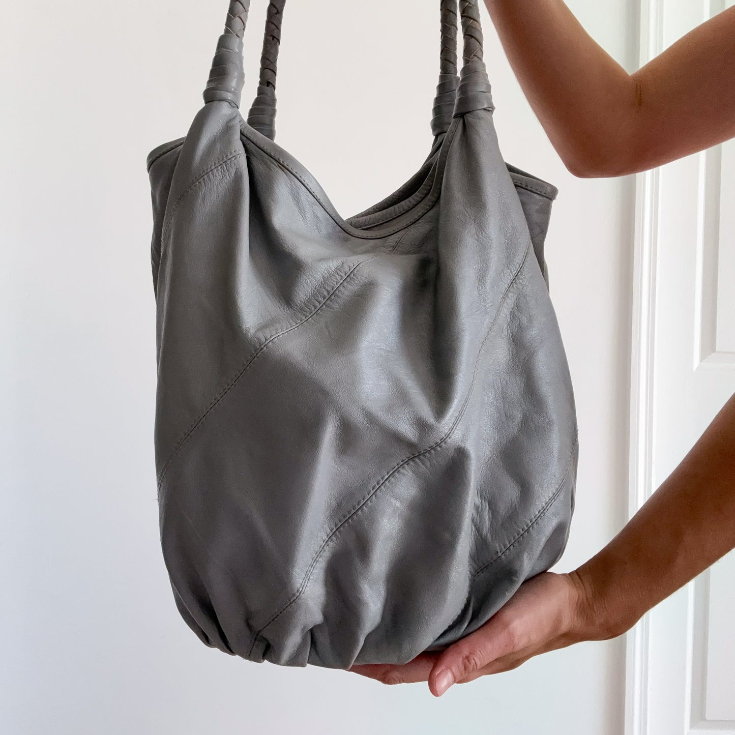 Y2K Light Grey Leather Handbag