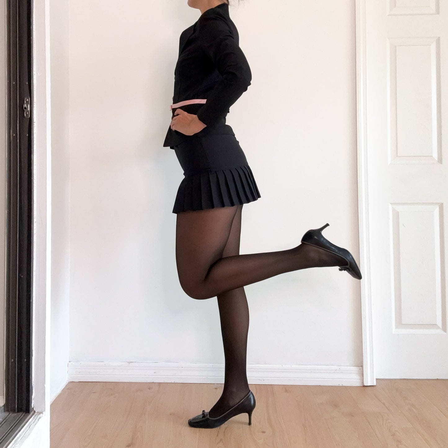 Y2K Black & Pink Bow Skirt Suit Set / SZ 2/4