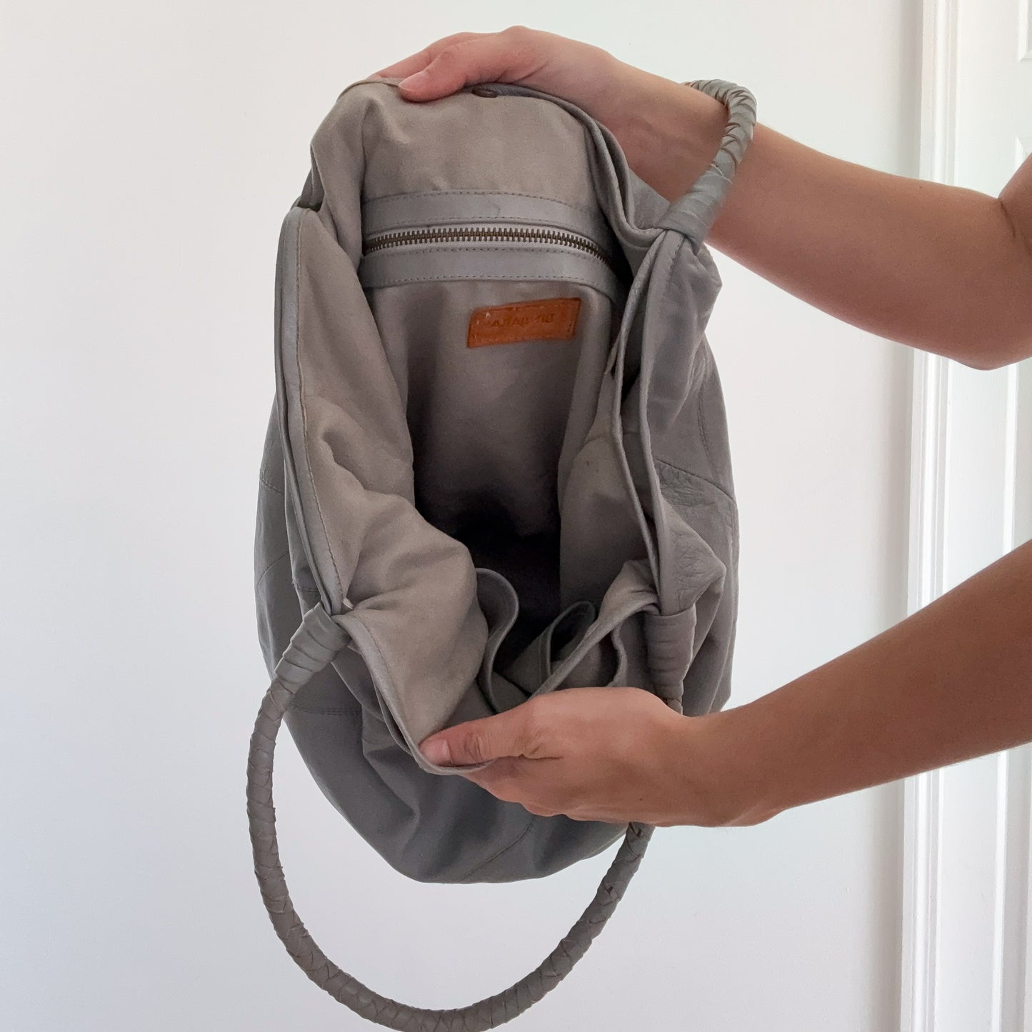 Y2K Light Grey Leather Handbag