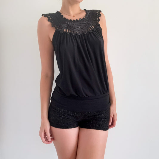 Y2K Black Ribbon Slouchy Top / SZ M