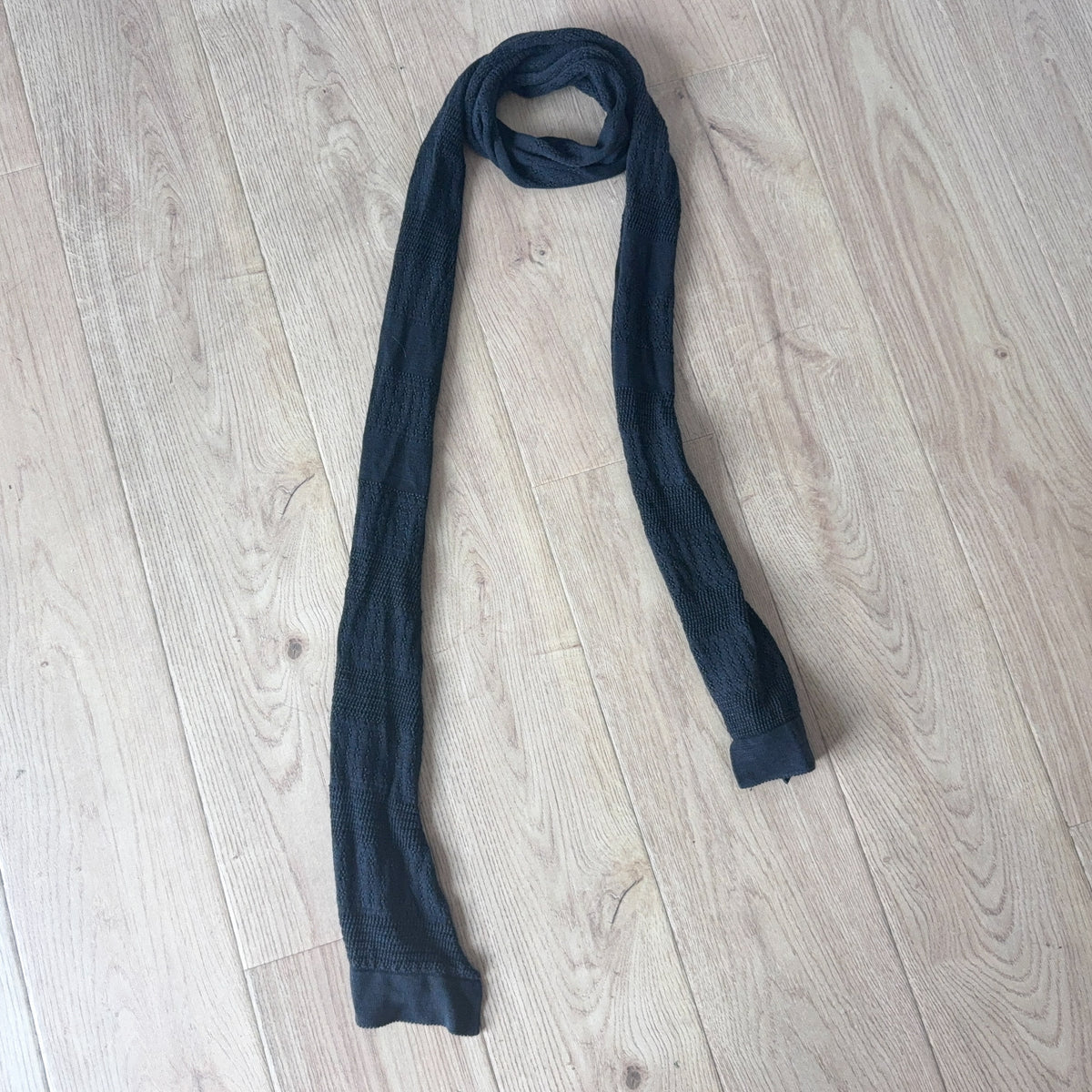 Y2K Faded Black Silk Knit Scarf