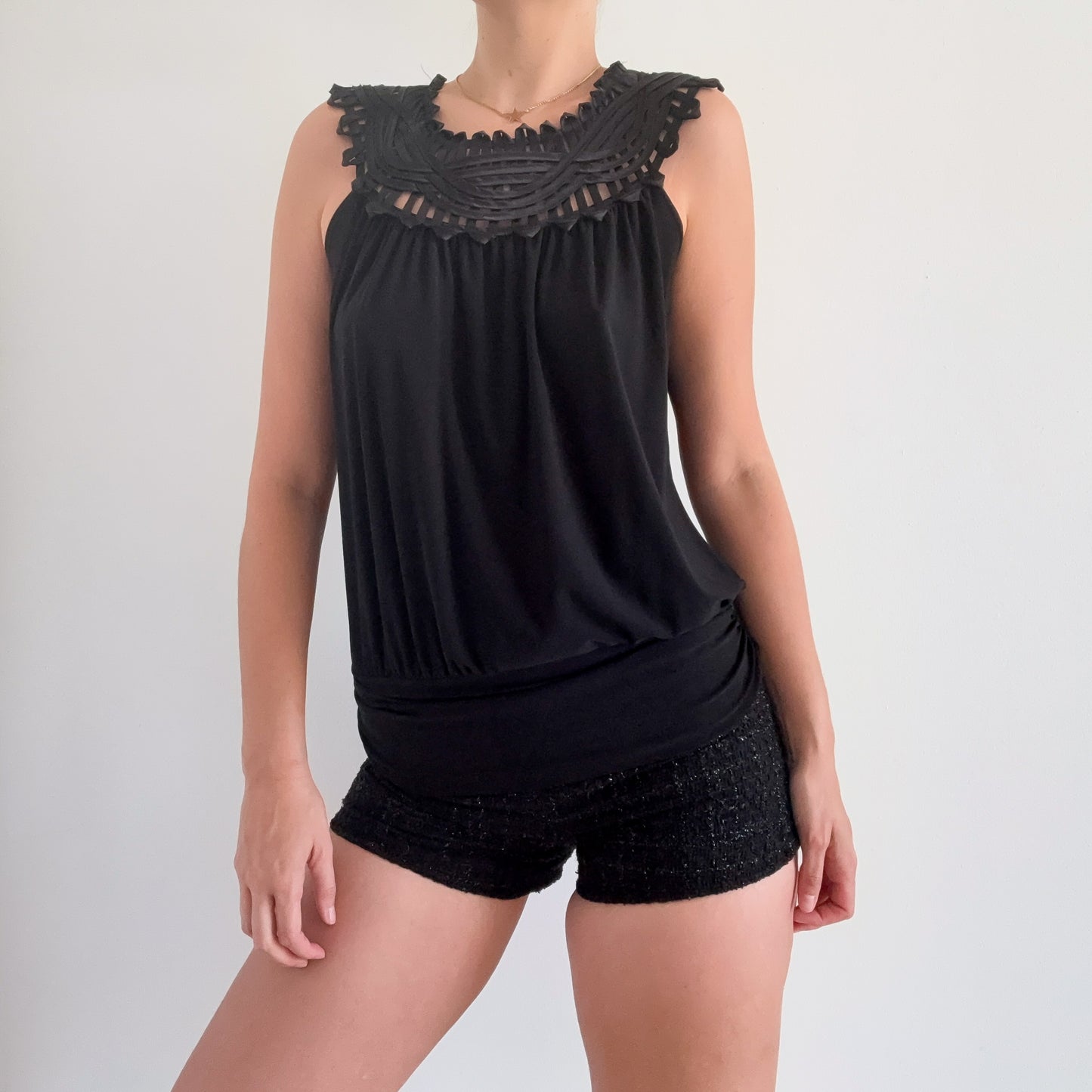 Y2K Black Ribbon Slouchy Top / SZ M