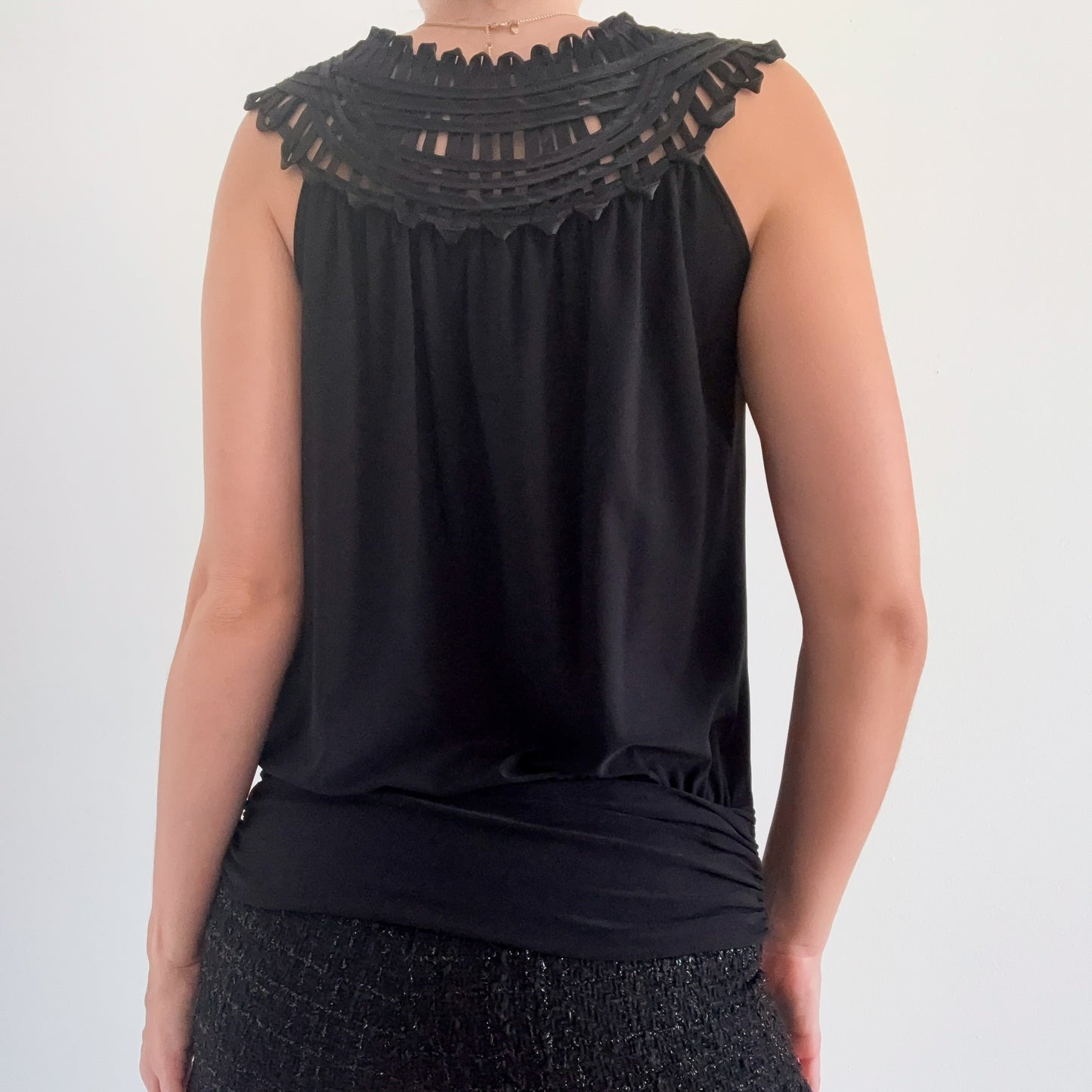 Y2K Black Ribbon Slouchy Top / SZ M