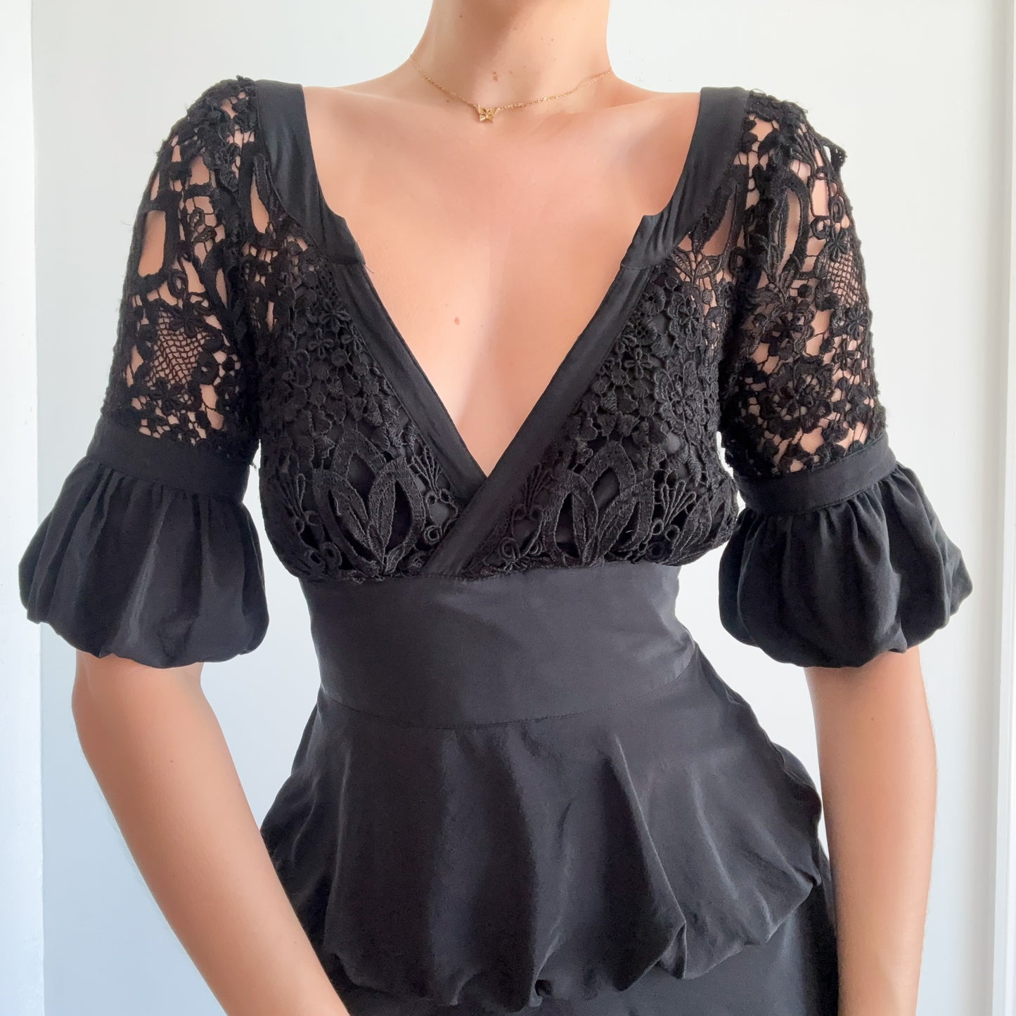 Y2K Bebe Silk & Lace Dress / SZ M