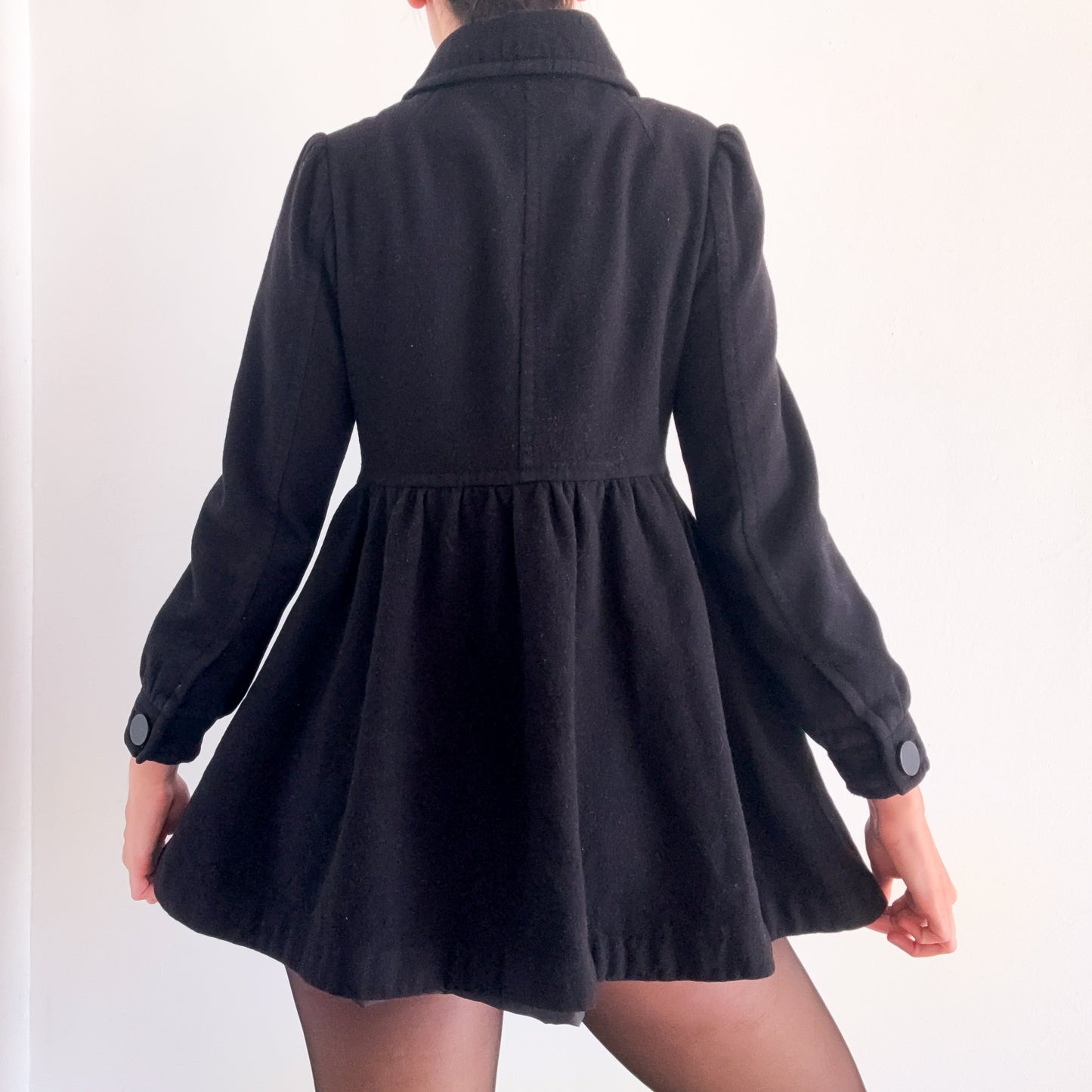 Y2K Black Wool Babydoll Coat / SZ 6