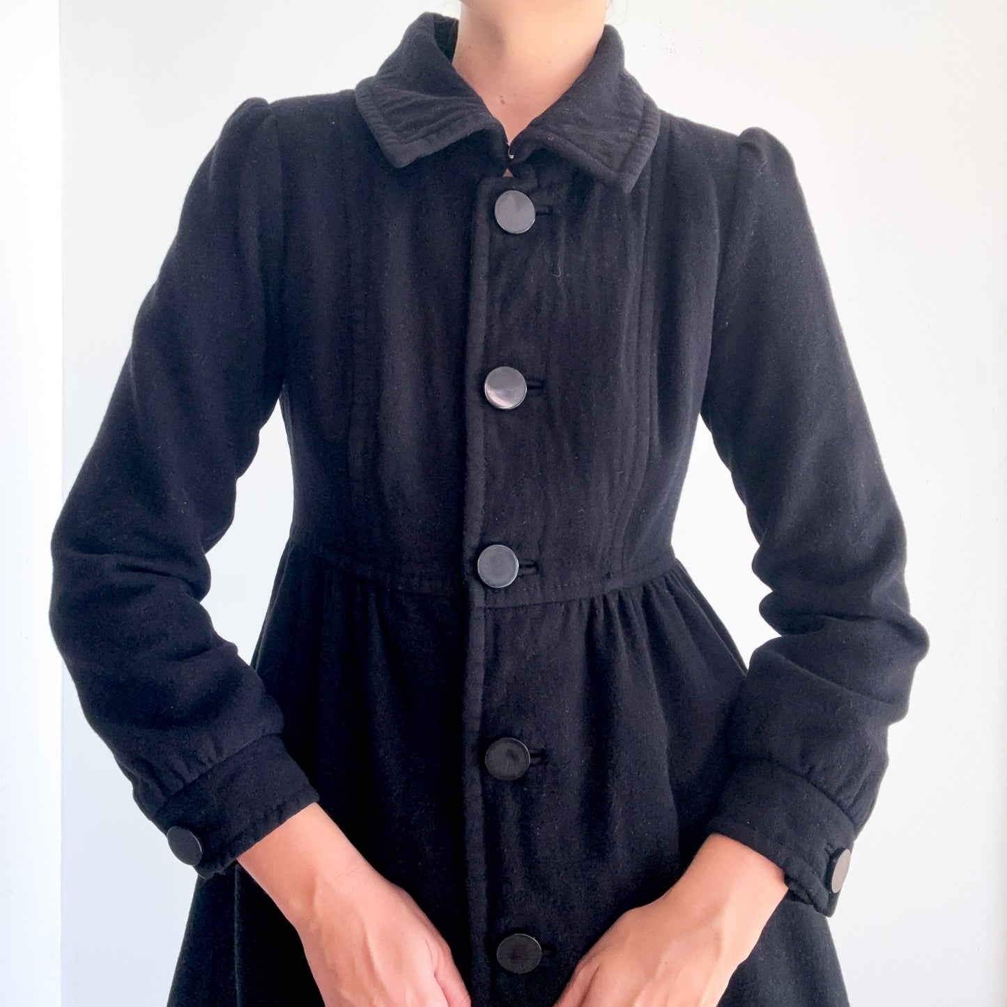 Y2K Black Wool Babydoll Coat / SZ 6