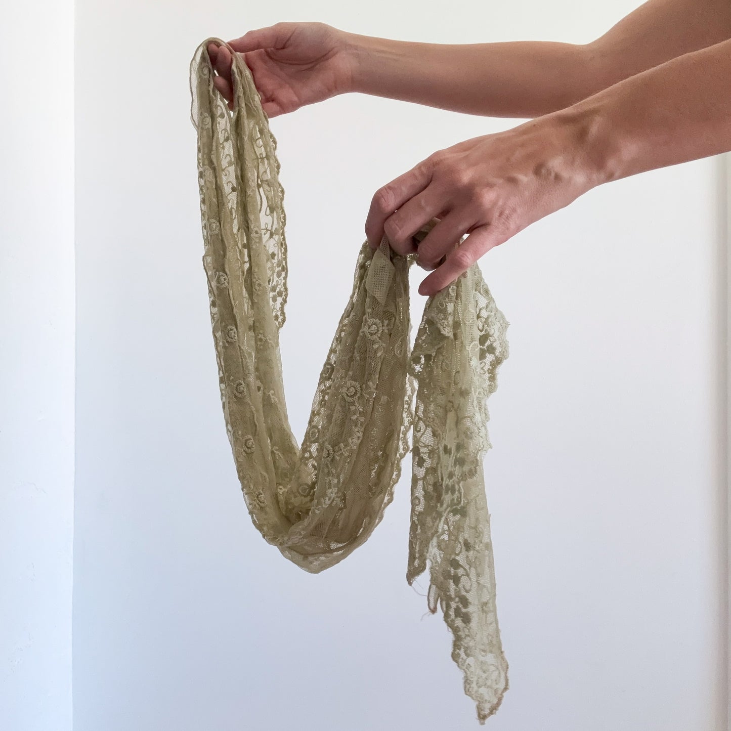 Y2K Sage Green Embroidered Scarf