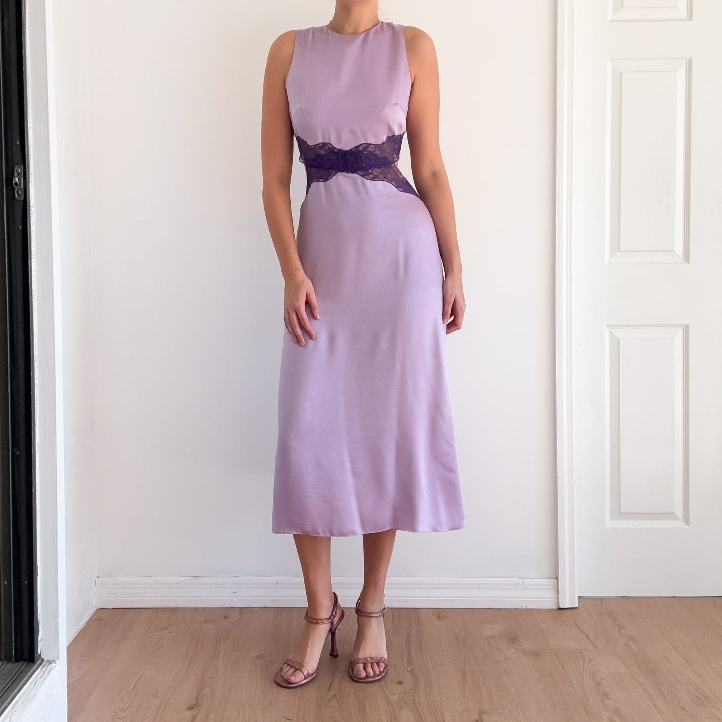 Sandro Lilac & Purple Lace Midi Dress / SZ M