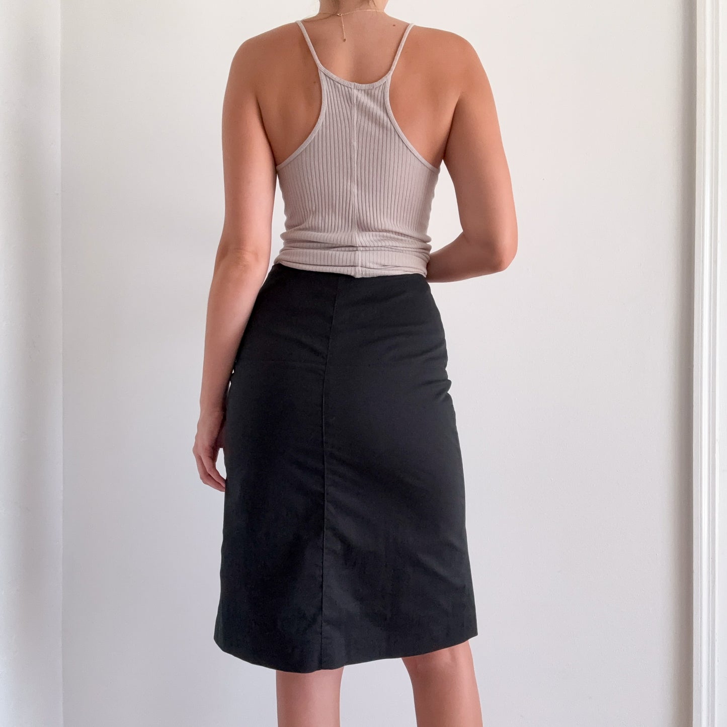 Y2K Banana Republic Black Midi Skirt / SZ 4/6