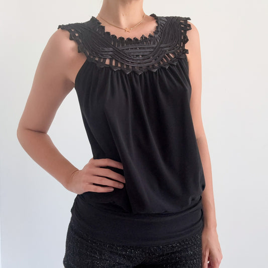Y2K Black Ribbon Slouchy Top / SZ M
