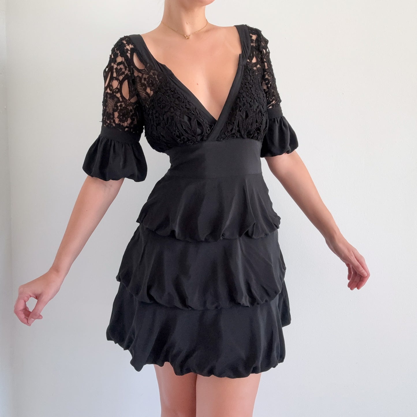 Y2K Bebe Silk & Lace Dress / SZ M