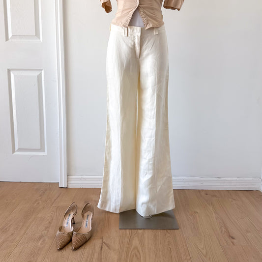 Y2K Ivory Linen Blend Slacks / SZ 4