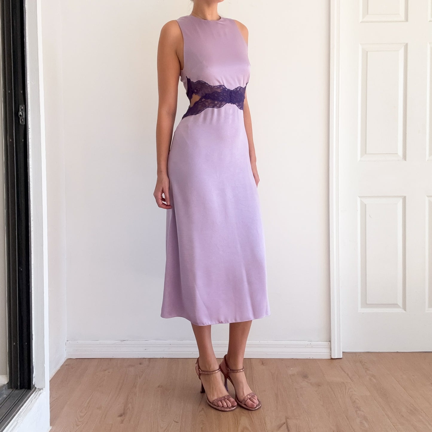 Sandro Lilac & Purple Lace Midi Dress / SZ M