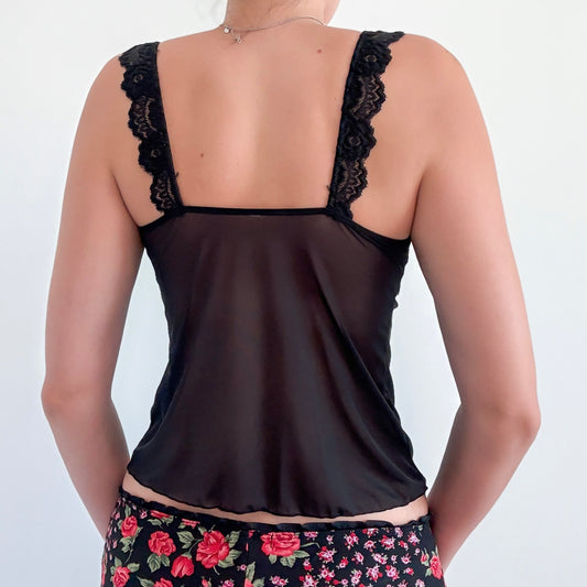 Y2K Black Mesh Lace Tank / SZ S