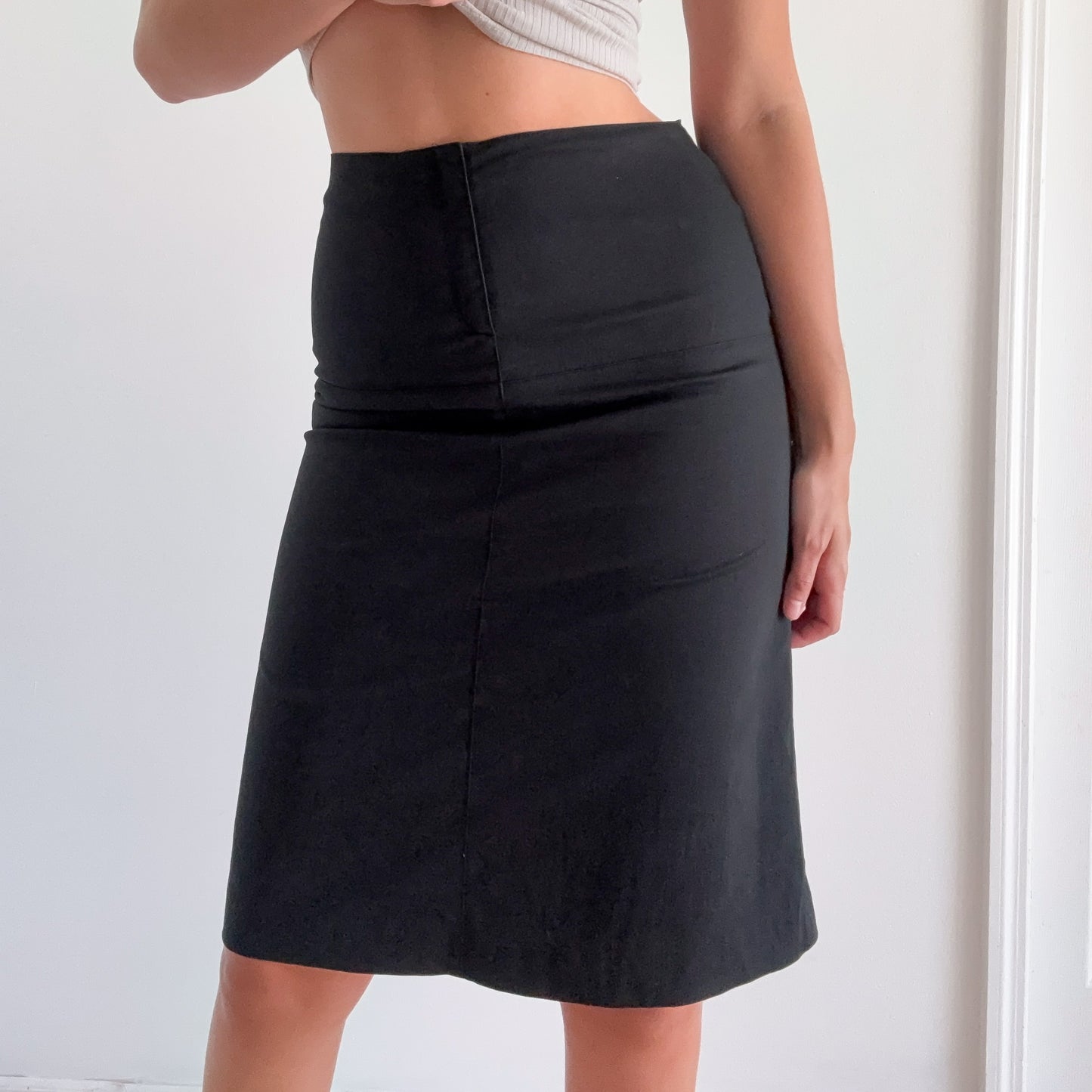 Y2K Banana Republic Black Midi Skirt / SZ 4/6