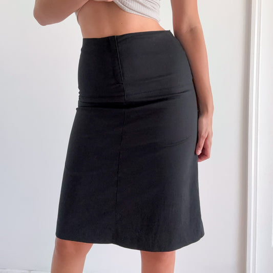 Y2K Banana Republic Black Midi Skirt / SZ 4/6